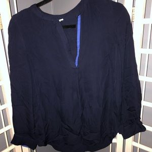 Navy, silky top